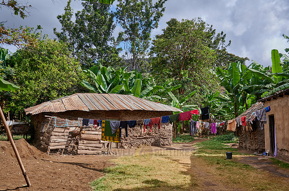 clay huts and laundery