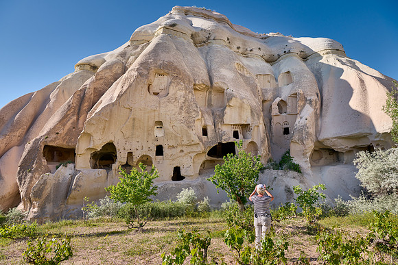 cave dwellings in landscape of Rose Valley Goreme