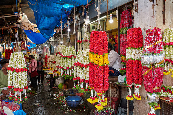 flower stall on Devaraja fruit and vegetable market,