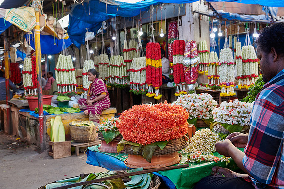 flower stall on Devaraja fruit and vegetable market,