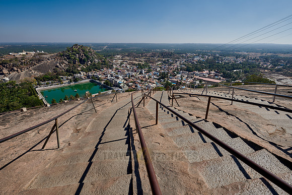 steps on steep hill to Shravanabelagola Jain temple