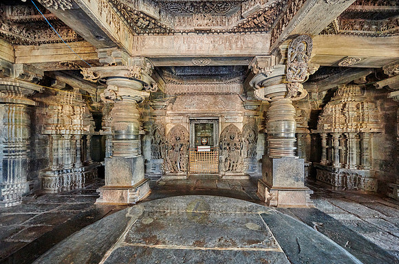 interior shot of Halebid Hoysaleswara Jain temple
