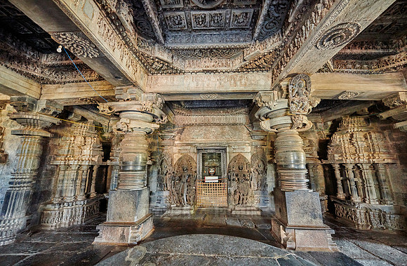 interior shot of Halebid Hoysaleswara Jain temple