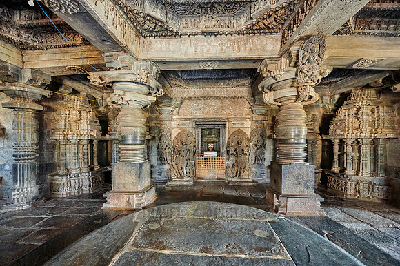 interior shot of Halebid Hoysaleswara Jain temple