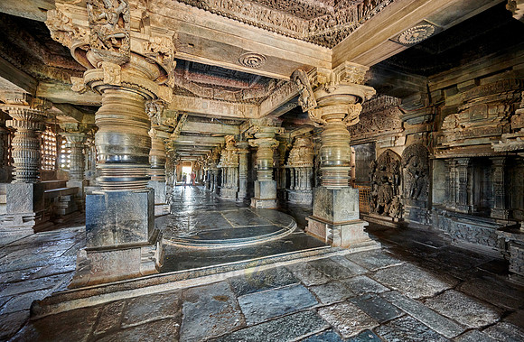 interior shot of Halebid Hoysaleswara Jain temple