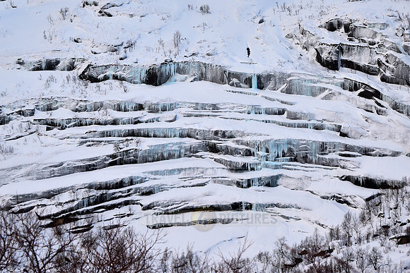 landscape with icicle at road to Nusfjord