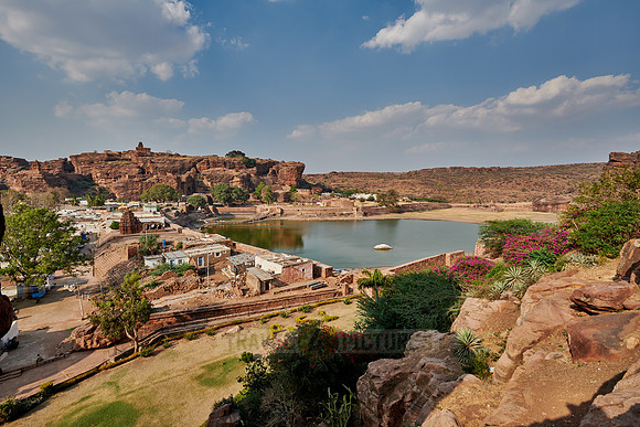 view over lake at Badami caves
