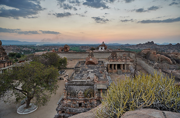 sunset over Hampi and Malyavanta Raghunatha Temple