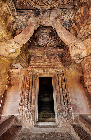 stone carving inside Durga Temple