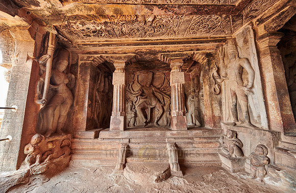 stone carving inside of Ravana Phadi Cave Temples