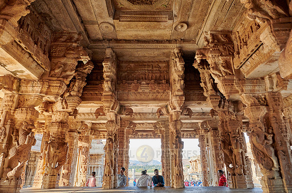 stone carved columns of Vijaya Vittala Temple, Hampi