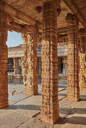 stone carved columns of Vijaya Vittala Temple, Hampi