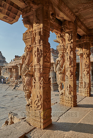 stone carved columns of Vijaya Vittala Temple, Hampi