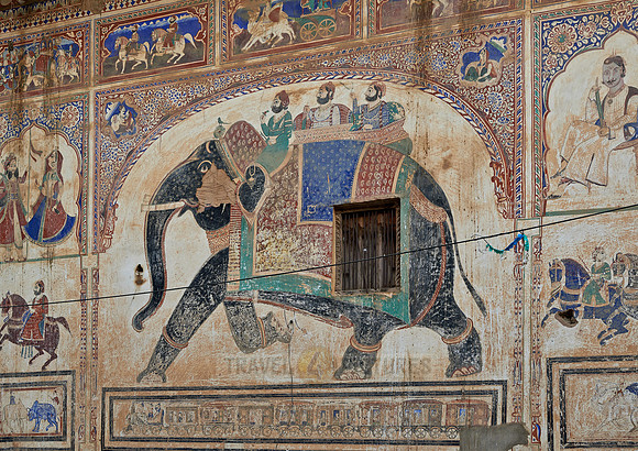elephant panting on unknown Haveli in Mandawa