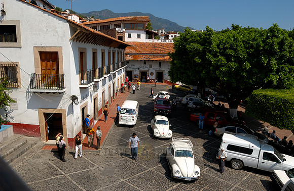 VW bus or VW Beetle in the cityscape of Taxco