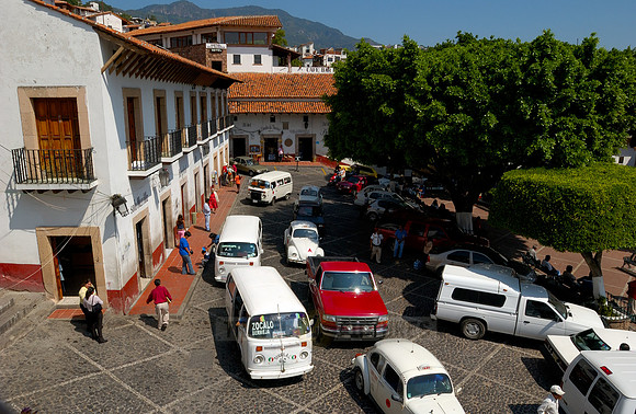 VW bus or VW Beetle in the cityscape of Taxco