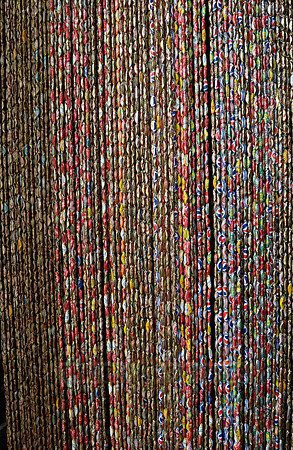 Curtain made of bottle caps