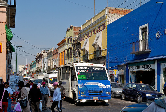 typical facade with colonial flair in Puebla