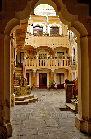 Inner courtyard with typical facade with colonial flair