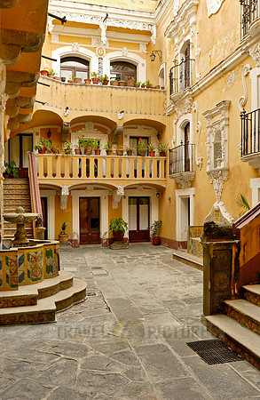 Inner courtyard with typical facade with colonial flair