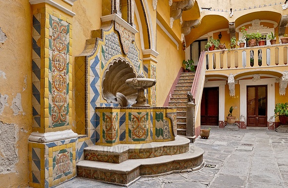 Inner courtyard with typical facade with colonial flair