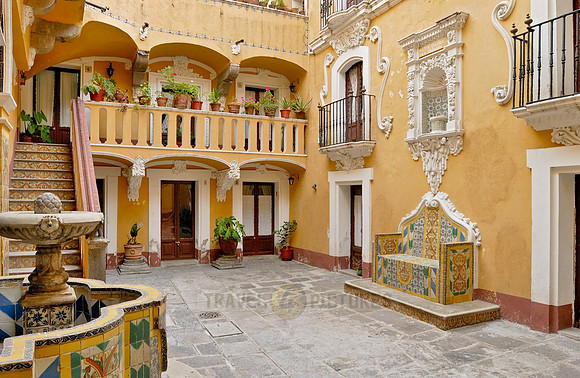 Inner courtyard with typical facade with colonial flair