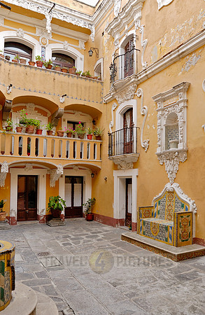 Inner courtyard with typical facade with colonial flair