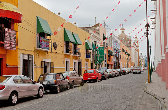 typical facade with colonial flair in Puebla