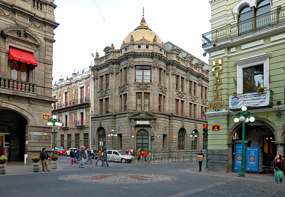 typical facade with colonial flair in Puebla