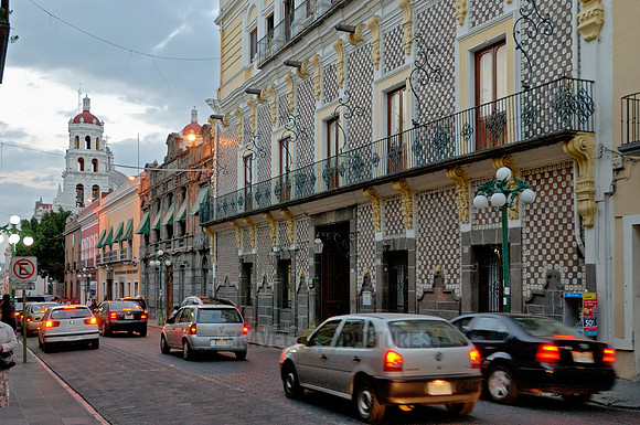 typical facade with colonial flair in Puebla