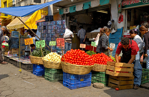 market stall with vegetables