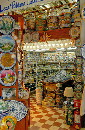 Interior shot of a shop with typical ceramics from majolica distilleries, ARTESANIAS