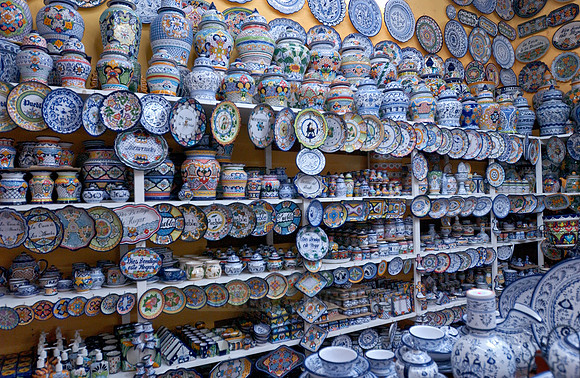 Interior shot of a shop with typical ceramics from majolica distilleries, ARTESANIAS