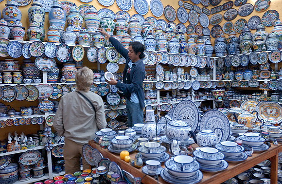Interior shot of a shop with typical ceramics from majolica distilleries, ARTESANIAS