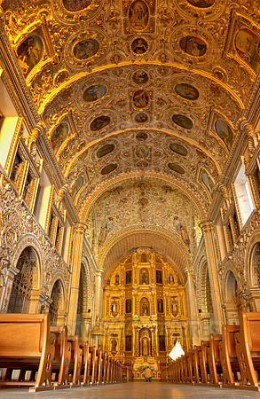 gold and stucco, high altar and ceiling richly decorated with gold