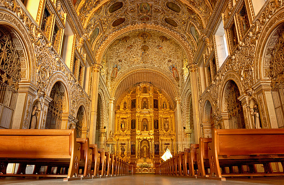 gold and stucco, high altar and ceiling richly decorated with gold