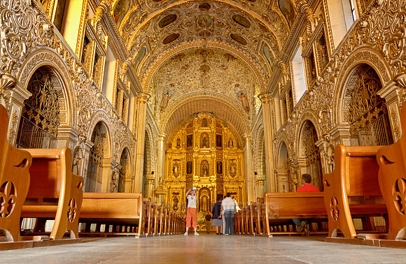 gold and stucco, high altar and ceiling richly decorated with gold