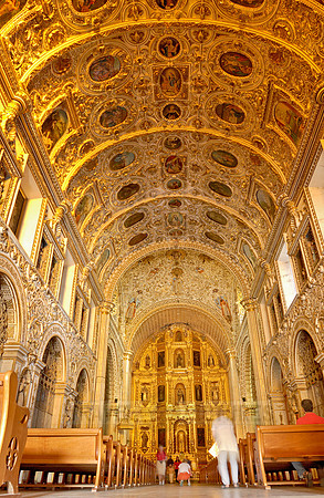 gold and stucco, high altar and ceiling richly decorated with gold