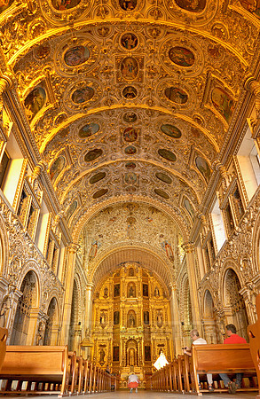gold and stucco, high altar and ceiling richly decorated with gold