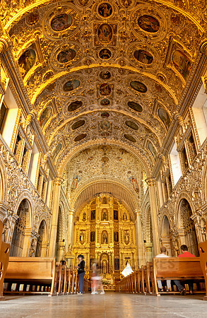 gold and stucco, high altar and ceiling richly decorated with gold