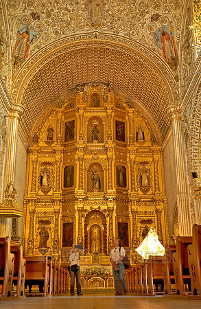 gold and stucco, high altar and ceiling richly decorated with gold