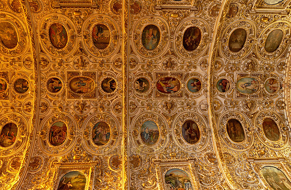 main ceiling with paintings and stucco work