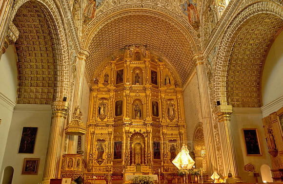 gold and stucco, high altar and ceiling richly decorated with gold