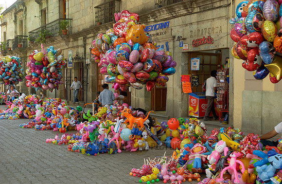 Balloon sellers in the Zocalo of Oaxaca