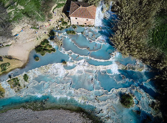 Aerial view of Cascate del Mulino di Saturnia