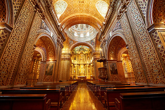 interior of golden designed Compania de jesus church