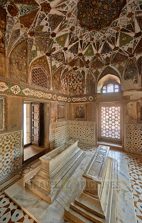 interior shot of brilliant decorated walls and ceiling