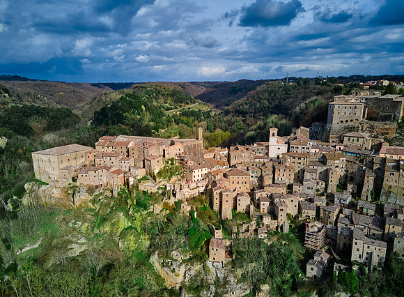 Aerial view of medieval town Sorano