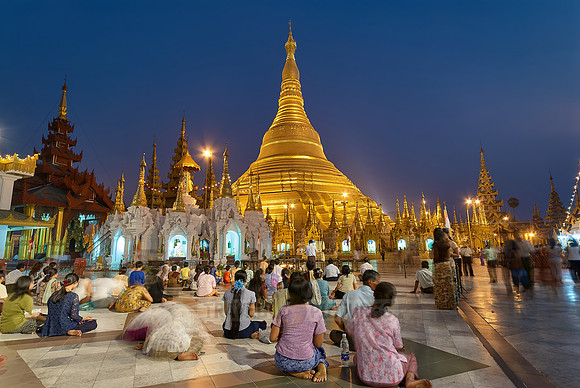 night shot of main stupa