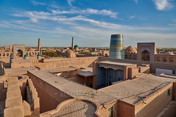 Panorama of ancient city of Khiva, Uzbekistan